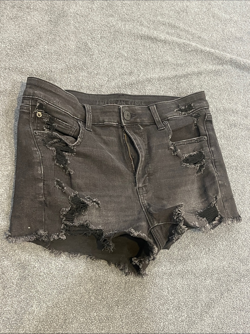American Eagle Outfitters Black Distressed Cutoff Jean Shorts